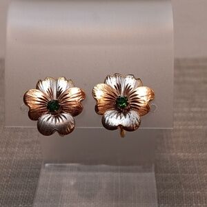 Gold Filled Dogwood Flower Screw Back Earrings Vintage